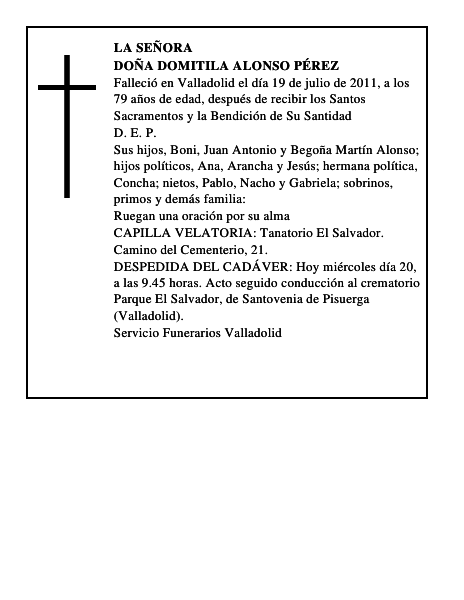Doña Domitila Alonso Pérez