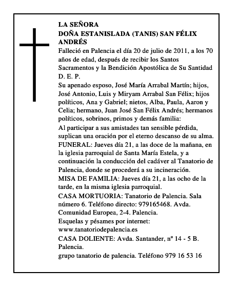 Doña Estanislada (Tanis) San Félix Andrés