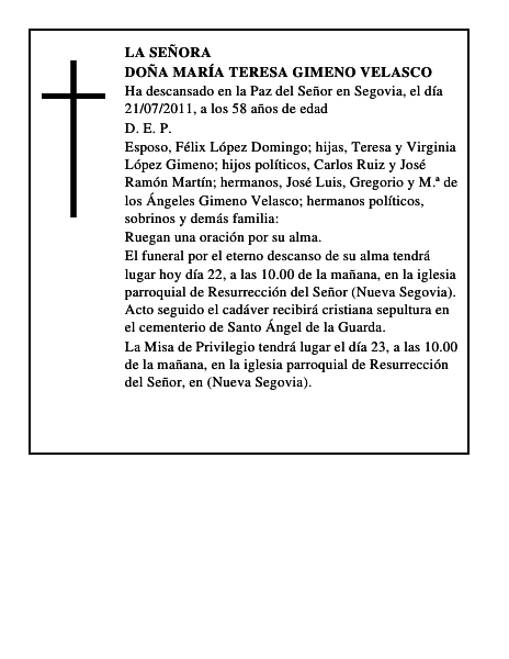 Doña María Teresa Gimeno Velasco