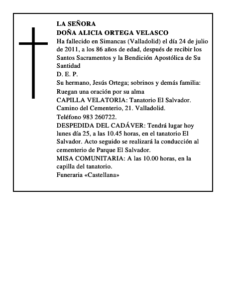 Doña Alicia Ortega Velasco
