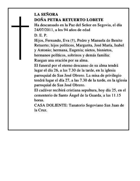 Doña Petra Retuerto Lobete