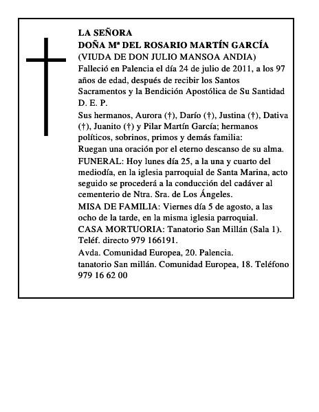Doña Mª del Rosario Martín García