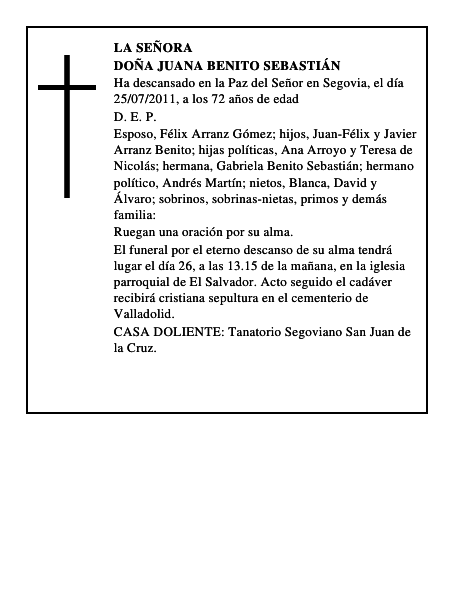 Doña Juana Benito Sebastián