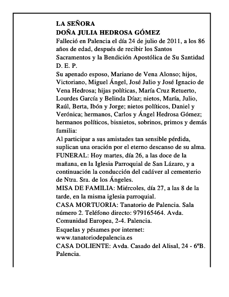 Doña Julia Hedrosa Gómez