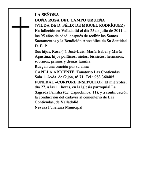 Doña Rosa del Campo Urueña