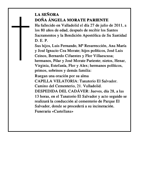 Doña Ángela Morate Pariente