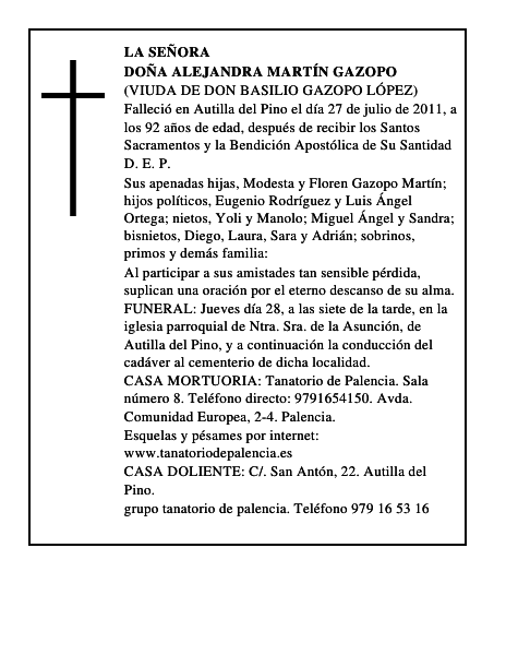 Doña Alejandra Martín Gazopo