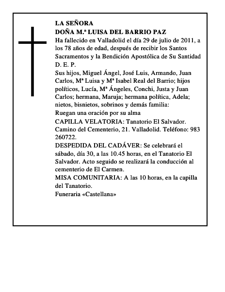 Doña M.ª Luisa del Barrio Paz