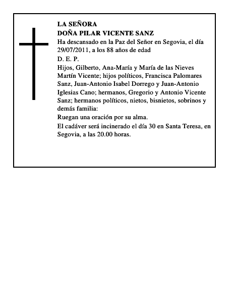 Doña Pilar Vicente Sanz