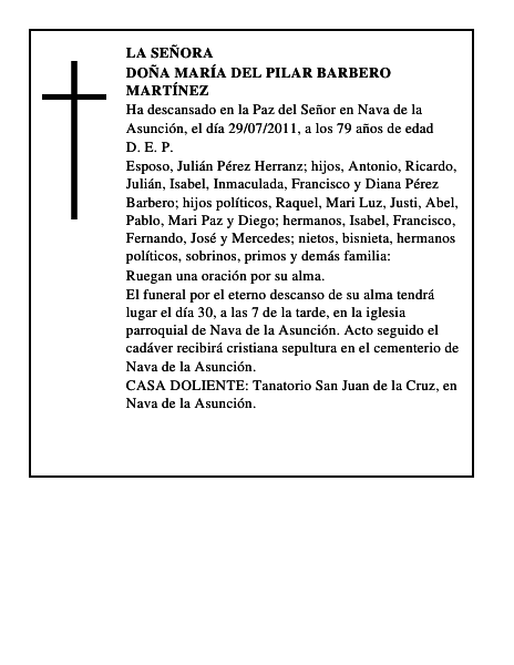 Doña María del Pilar Barbero Martínez