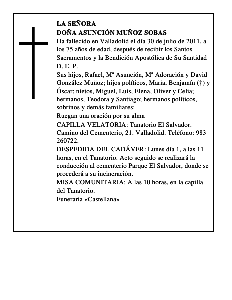 Doña Asunción Muñoz Sobas