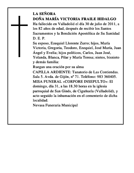 Doña María Victoria Fraile Hidalgo
