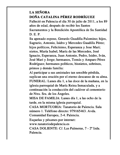 Doña Catalina Pérez Rodríguez