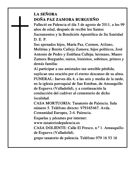 Doña Paz Zamora Burgueño