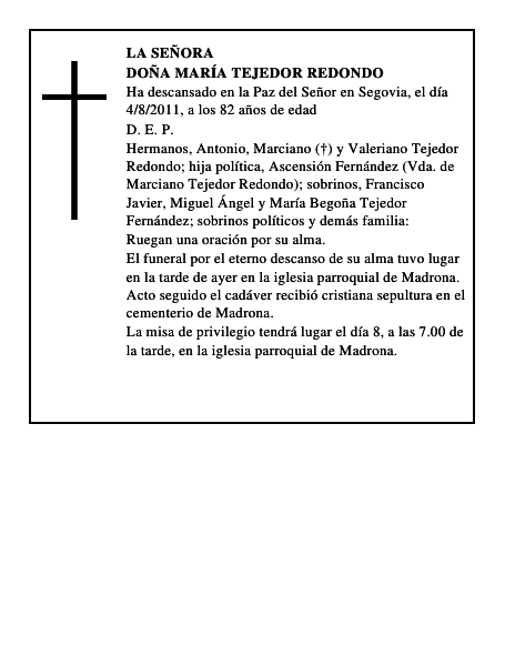 Doña María Tejedor Redondo
