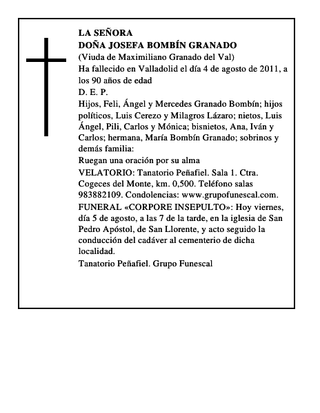 Doña Josefa Bombín Granado