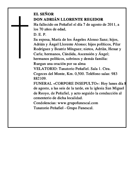 Don Adrián Llorente Regidor