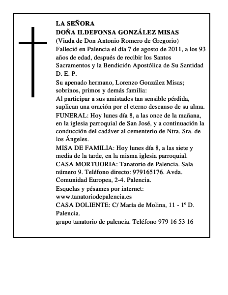 Doña Ildefonsa González Misas
