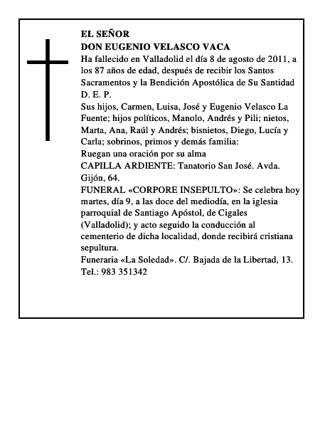 Don Eugenio Velasco Vaca