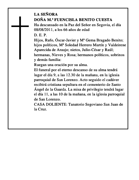 Doña M.ª Fuencisla Benito Cuesta