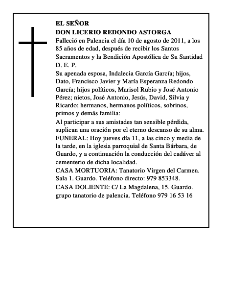 Don Licerio Redondo Astorga