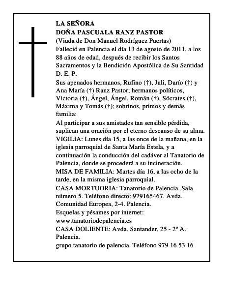 Doña Pascuala Ranz Pastor