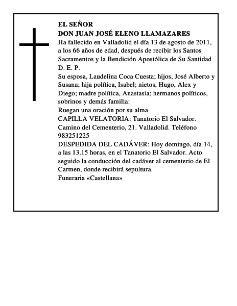 Don Juan José Eleno Llamazares