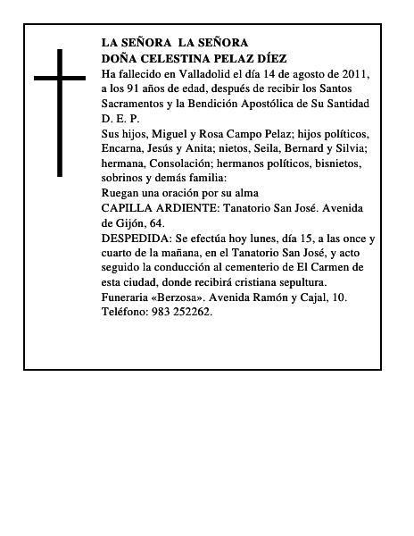 Doña Celestina Pelaz Díez
