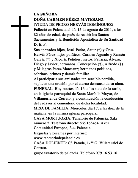 Doña Carmen Pérez Matesanz