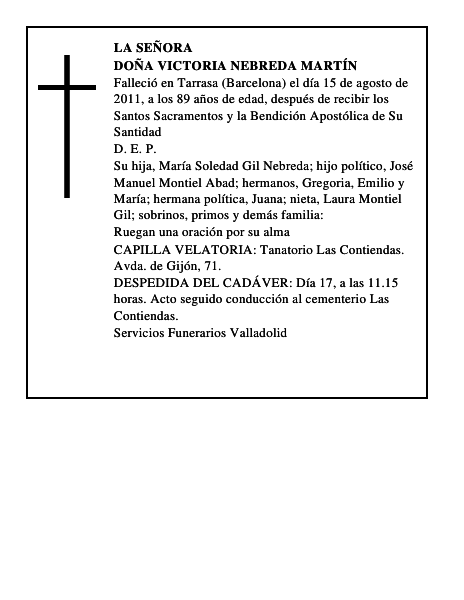 Doña Victoria Nebreda Martín