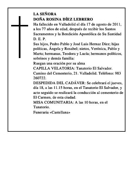 Doña Rosina Díez Lebrero