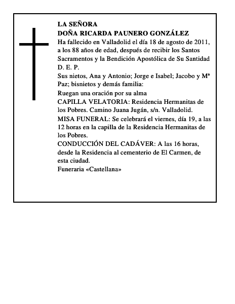 Doña Ricarda Paunero González