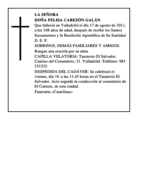 Doña Felisa Cabezón Galán