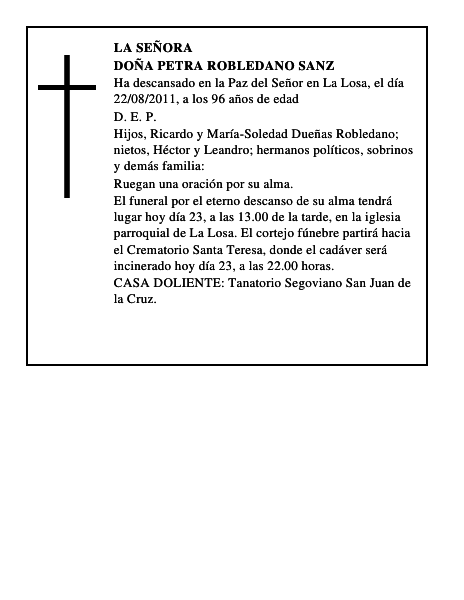 Doña Petra Robledano Sanz