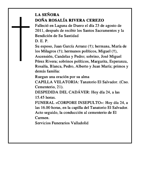 Doña Rosalía Rivera Cerezo