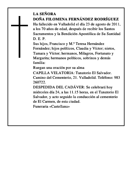 Doña Filomena Fernández Rodríguez