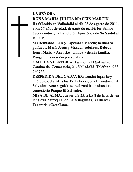 Doña María Julita Maceín Martín