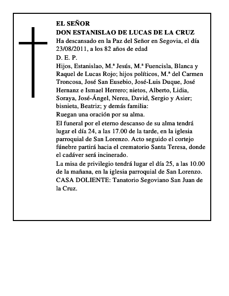 Don Estanislao de Lucas de la Cruz