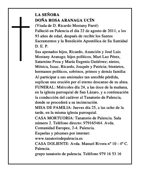 Doña Rosa Aranaga Ucín