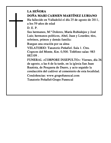 Doña Mari Carmen Martínez Lubiano