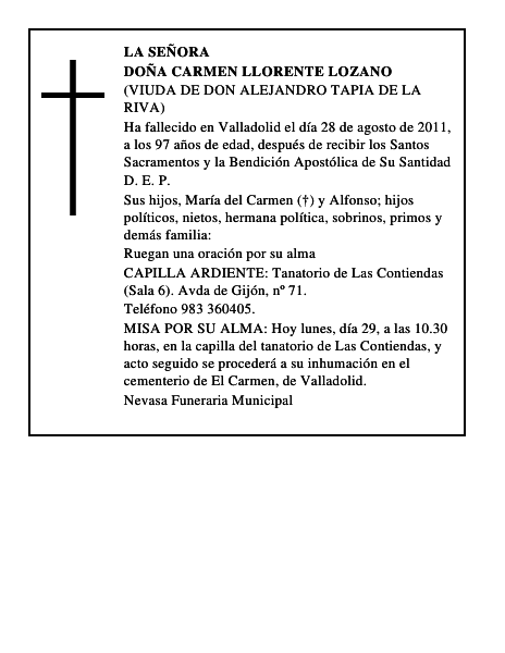 Doña Carmen Llorente Lozano