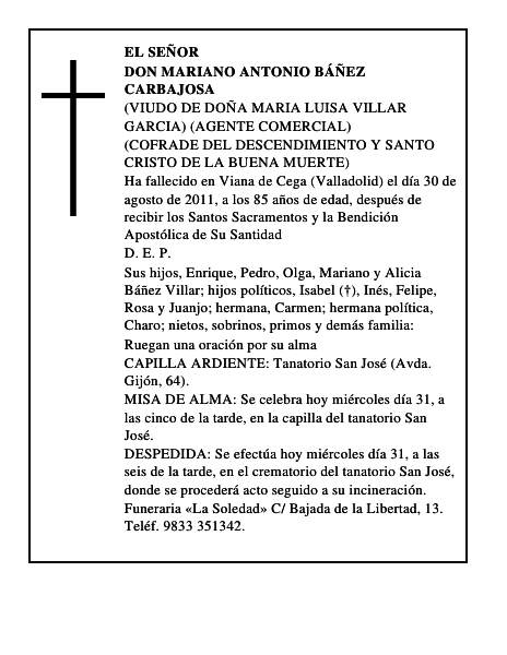 Don Mariano Antonio Báñez Carbajosa