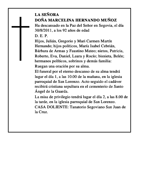 Doña Marcelina Hernando Muñoz
