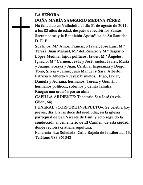 Doña María Sagrario Medina Pérez