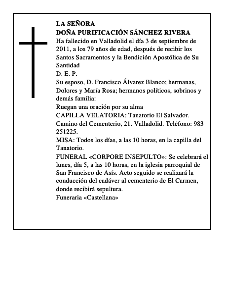 Doña Purificación Sánchez Rivera