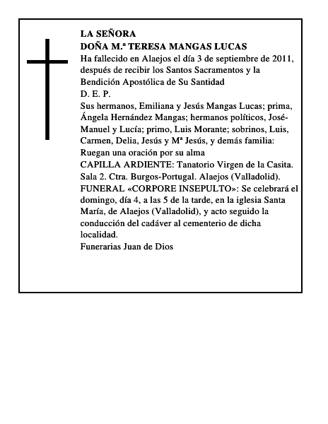 Doña M.ª Teresa Mangas Lucas