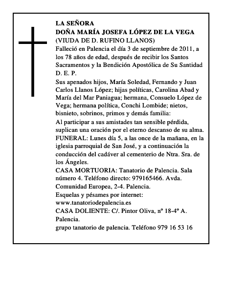 Doña María Josefa López de la Vega