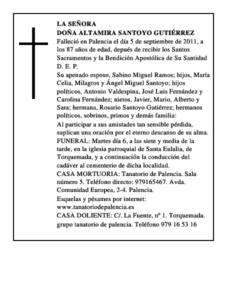 Doña Altamira Santoyo Gutiérrez