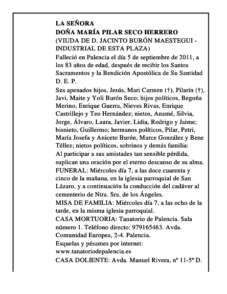 Doña María Pilar Seco Herrero