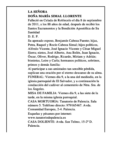 Doña María Simal Llorente